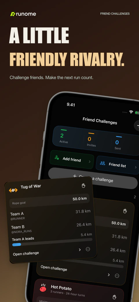 Runome friend challenges screen