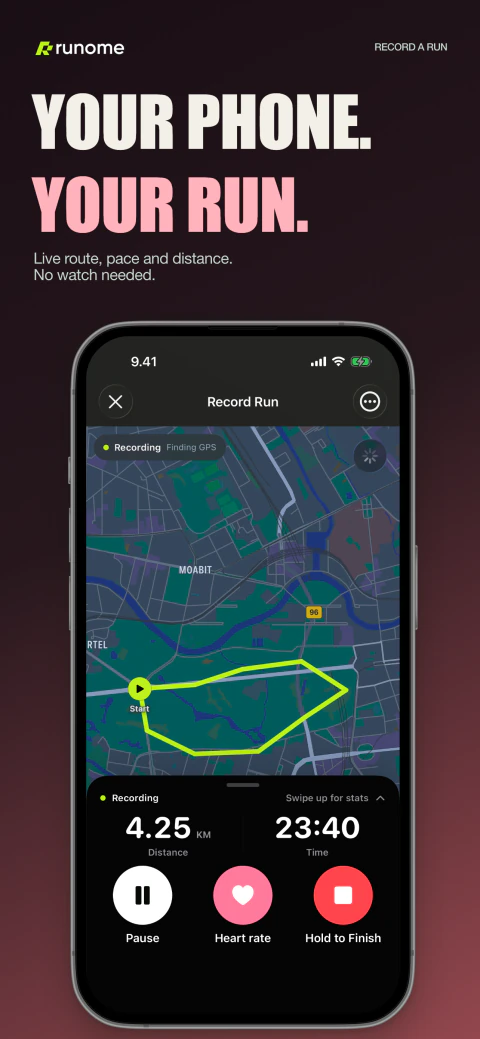 Runome run recording screen