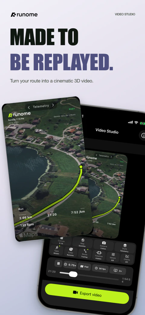 Runome 3D route video studio screen