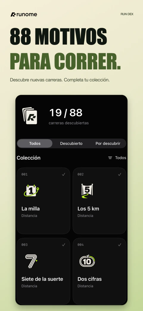 Colección de logros de running en Runome