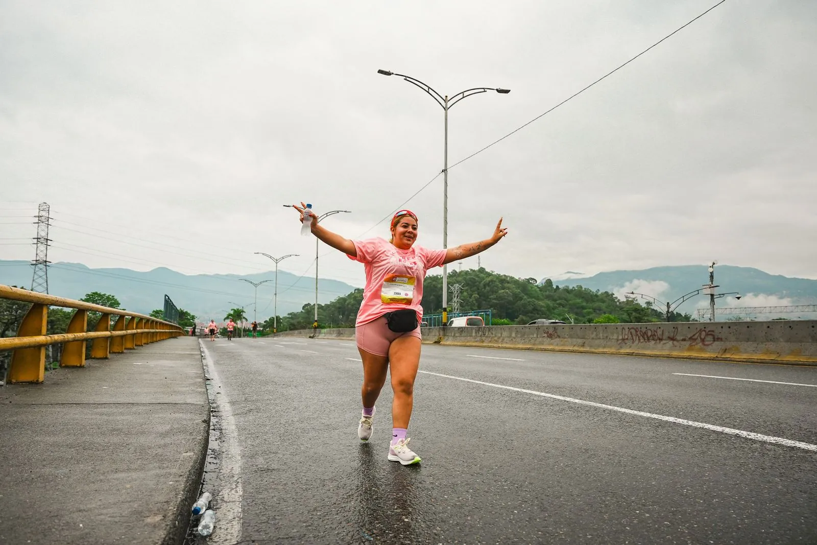 A runner on a road during a marathon